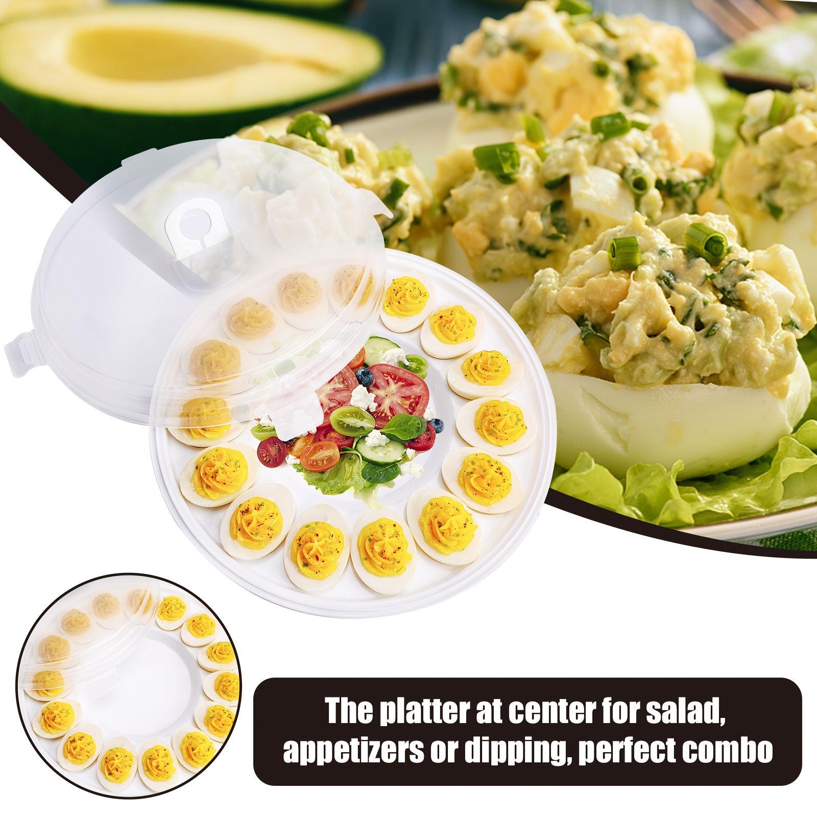 

White Deviled Egg Platter, Deviled Egg Containers With Lid Portable Egg Tray For Easter Party Kitchen Refrigerator, Ideal For