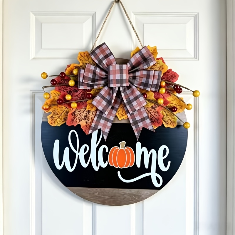 Image of Fall Front Door Decor | Fall Door Hanging Decor | Fall Welcome Sign | Pumpkin Door Hanging Decor | Fall Door Wreath | Fall Porch Decor | Fall Door Plaque