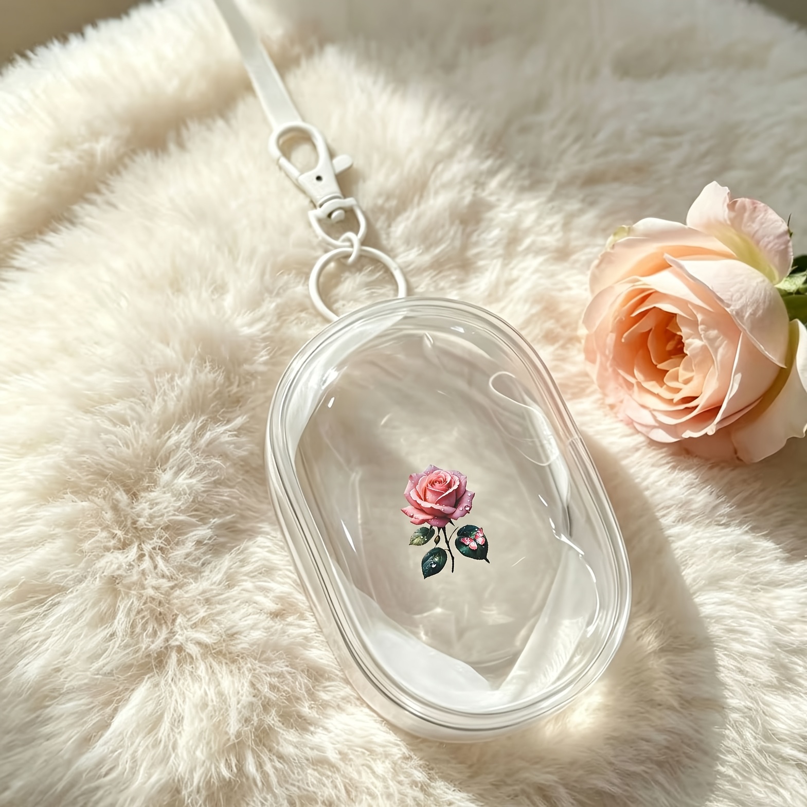 TEMU 1 pièce Sac de rangement portable mini transparent à fermeture éclair | Joli imprimé avec papillon | Un organisateur multifonctionnel, une boîte