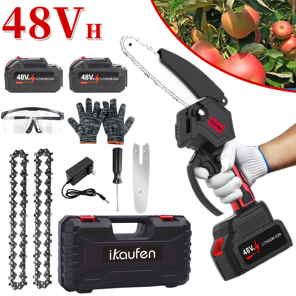 8 inch mini chainsaw cordless with 2pcs 2600mah rechargeable batteries brushless electric handheld chain saw auto   lightweight portable with case powerful for trimming pruning and garden work 2025new