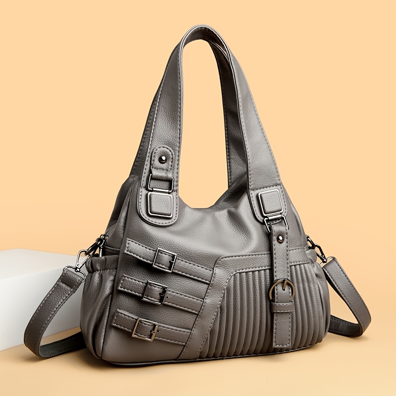 Ethnic Style PU Women'S Shoulder Bag, Trendy Women'S Tote Bag, Double-Layer Main Compartment Handbag, Suitable for Commuting, Shopping, Dating, Traveling, And More