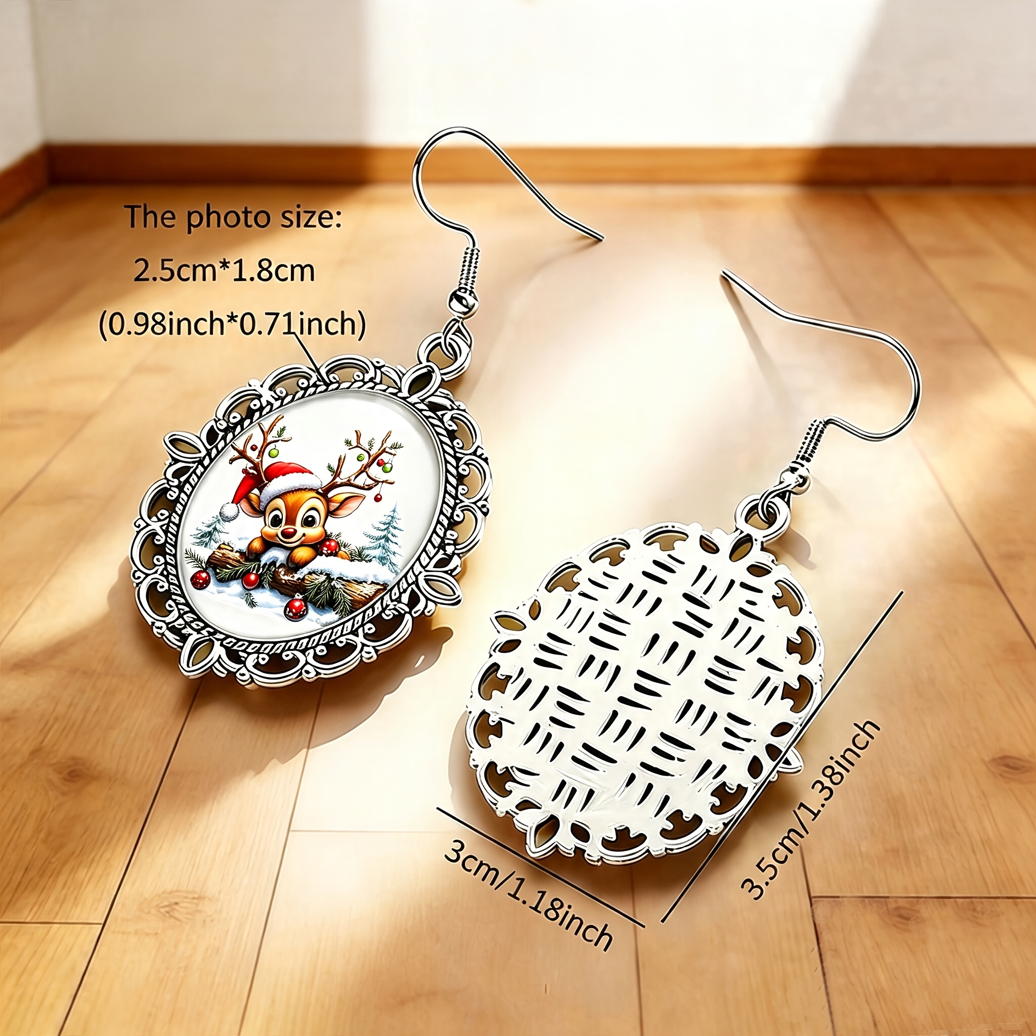 Retro Lace Christmas Reindeer Earrings