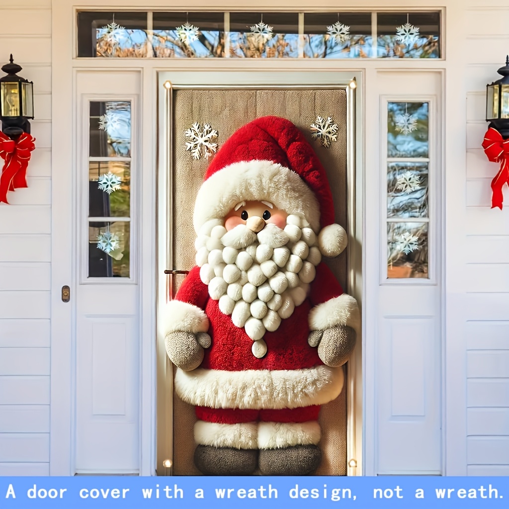 

1pc Santa Claus Polyester Door Banner - 35x70 Inch, Decoration For Birthdays, Anniversaries, And Parties - Indoor & Outdoor Christmas And New Year Celebration Sign