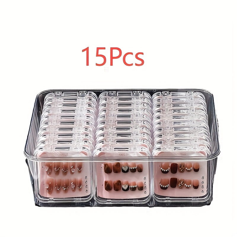 15 30pcs clear acrylic press on nail storage boxes transparent dust proof display case for nail art accessories independent sealable organizer for manicure jewelry valentines day gift idea