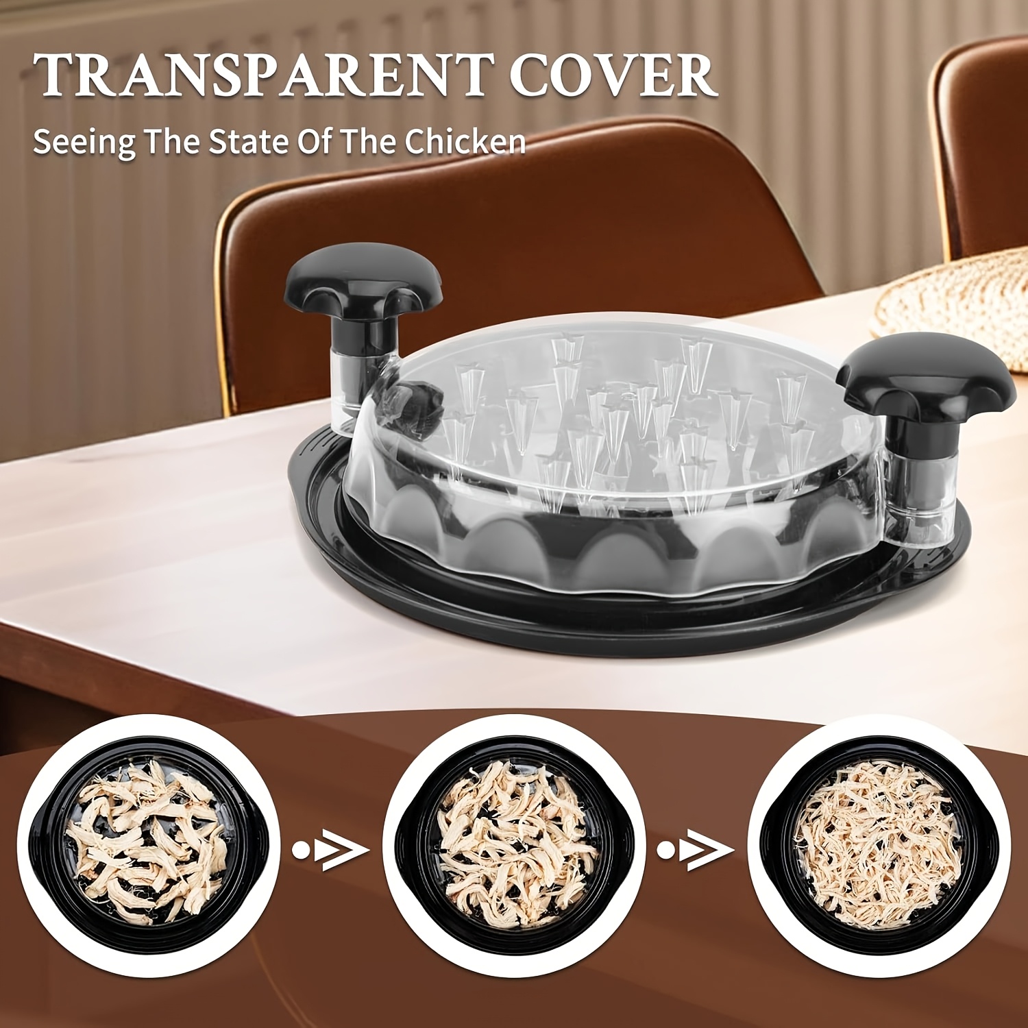 chicken chopper with manual rotation with silicone scraper transparent cover ergonomic handle suitable for beef food details 0