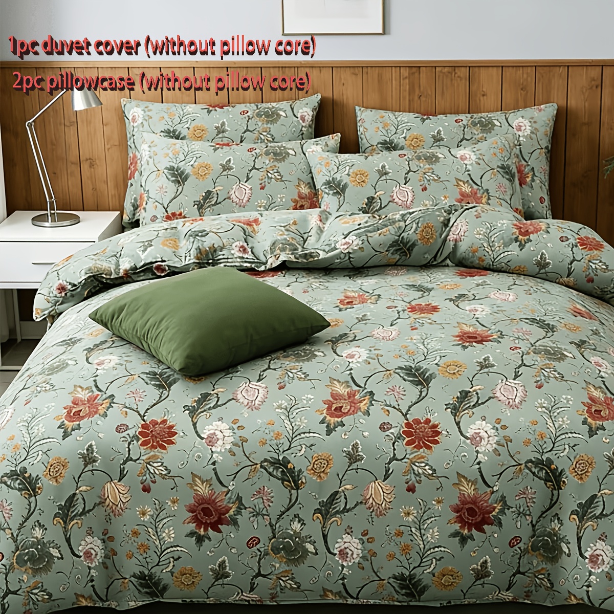 Image of 3pcs Plant Print Duvet Cover And Pillowcases/2pcs Pillowcases/1pc Fitted Sheet/double Bed/full Size Bed/king Size Bed - Soft And Skin-friendly/easy To Care, Suitable For