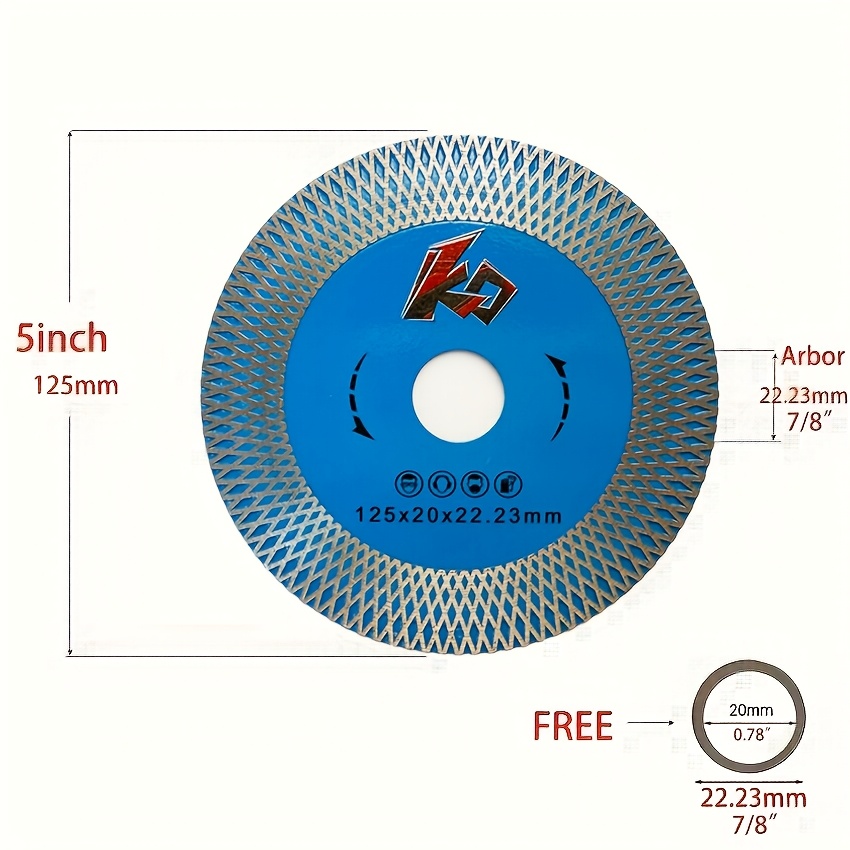 Diamantový pilový kotouč 4.5"/115 mm pro suché/mokré řezání porcelánu, žuly, mramoru, keramiky a umělých kamenů, dlaždic: retailer-supplied image
