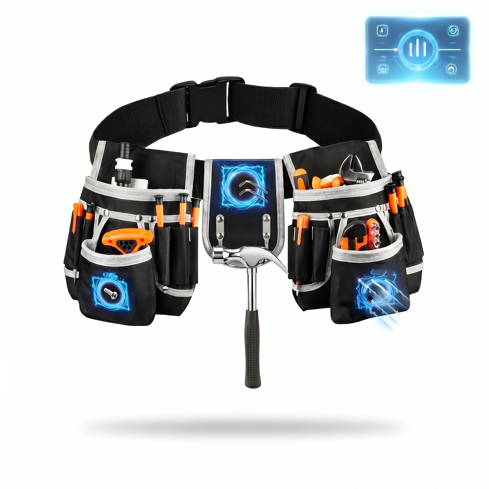 1pc And Gray 26-compartment Multi-functional High-quality Tool Waist Bag - Wear-resistant And Durable - Convenient To Use - To Tools - Suitable For Outdoor Construction Workers - And More Convenient