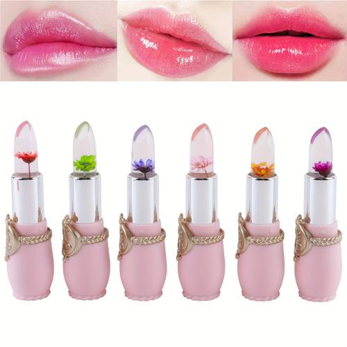6pcs lipstick long lasting moisturizing thermostat color changing lipstick lip balm peach flavor daily lip care set for valentines day