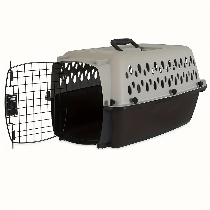 

Pet Kennel Small 23" Dog Crate, Plastic Travel Pet Carrier For Pets Up To 15 Lb, Grey
