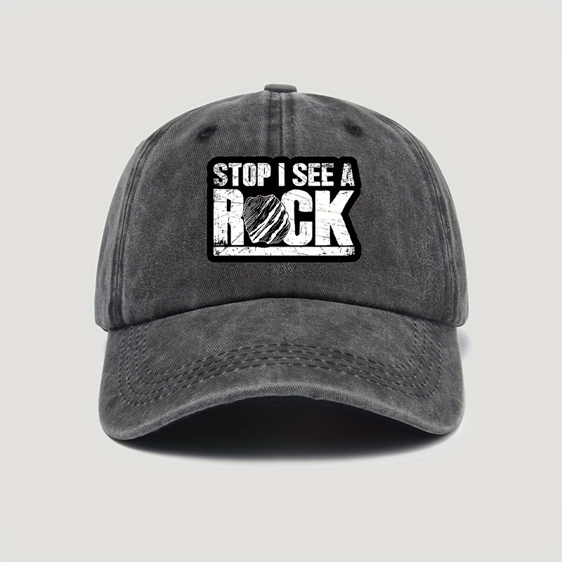 

Unisex Cotton Baseball Cap With "stop A Rock" Print - Adjustable Snapback, Lightweight, Hand-washable, Non-stretch, Prom Wear, Musical Theme