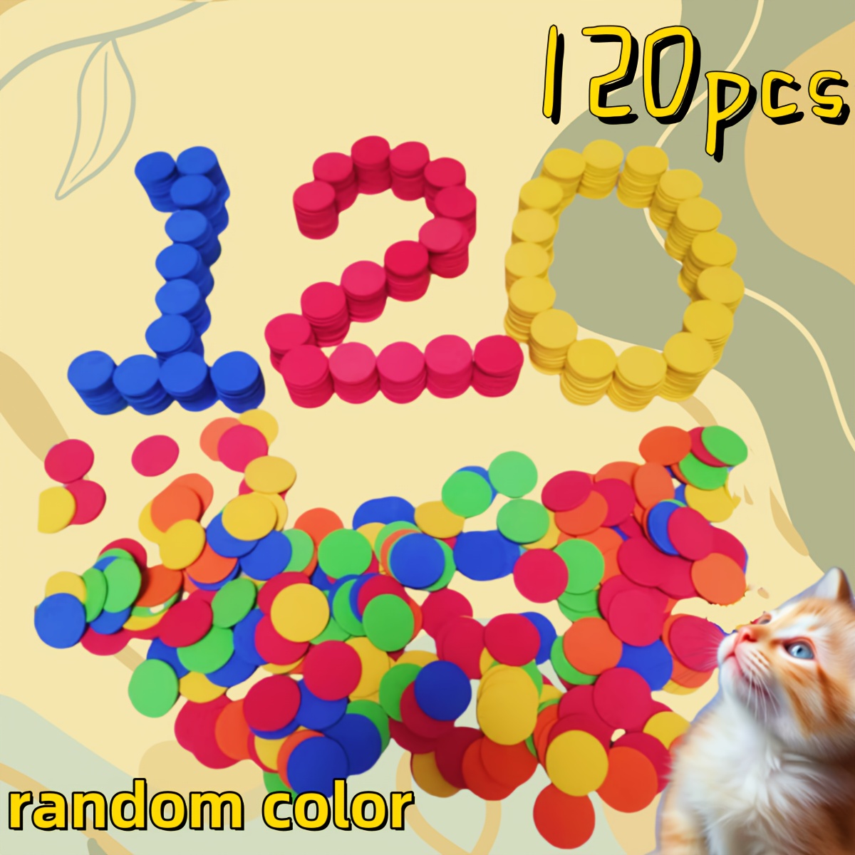 120pcs/80pcs Colorful Eva Foam Discs, Suitable For Cat And Dog Launchers, Handheld Reusable Pet Toy Fillings, & Outdoor Entertainment Props, Mixed Random Color, No Batteries Required