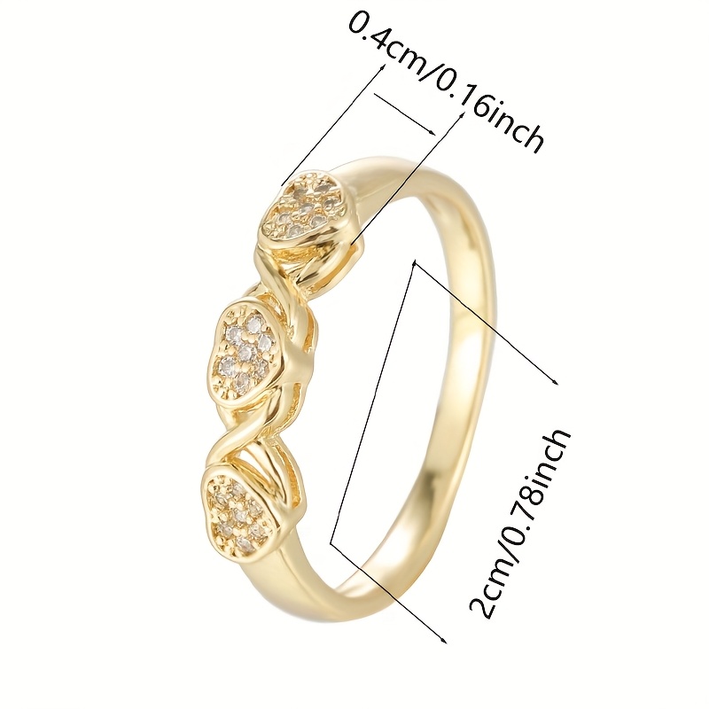Geometric Cubic Zirconia Ring Golden Plated Band