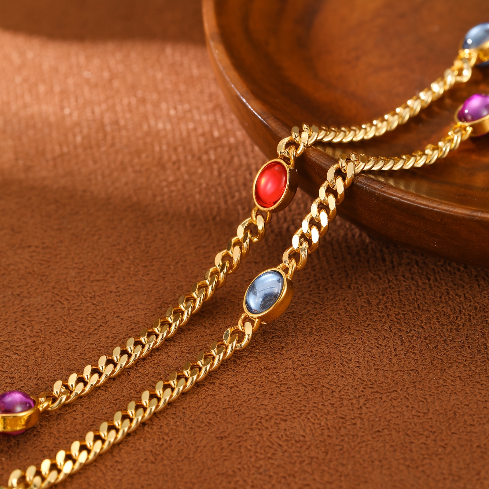 Women's Colorful Resin Rhinestone Layered Chain Necklace
