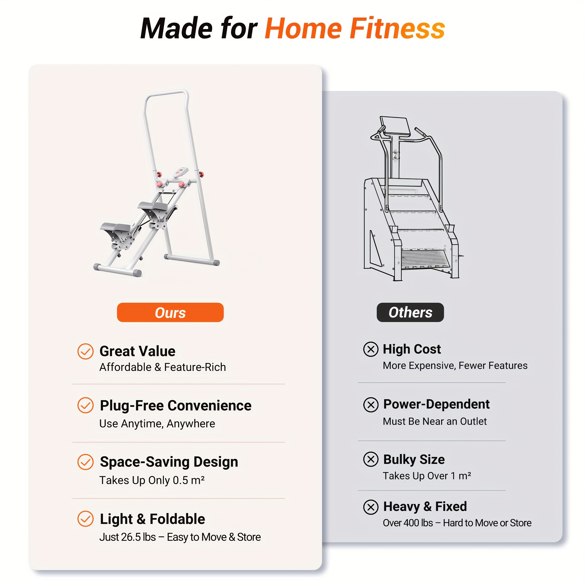 New Version Stair Stepper & Vertical Climber Machine - Full-Body Home Gym Workout Equipment with Adjustable Handlebar & Pedals, Compact Folding Stepper, Battery-Powered Cardio Climber for Cardio, Strength Training - Space-Saving Design for Home Gym, Apartment, Office - Ideal for Beginners & Advanced Users - Available in White/Black, Apartment Exercise Gear, Sturdy Build, Apartment Exercisers