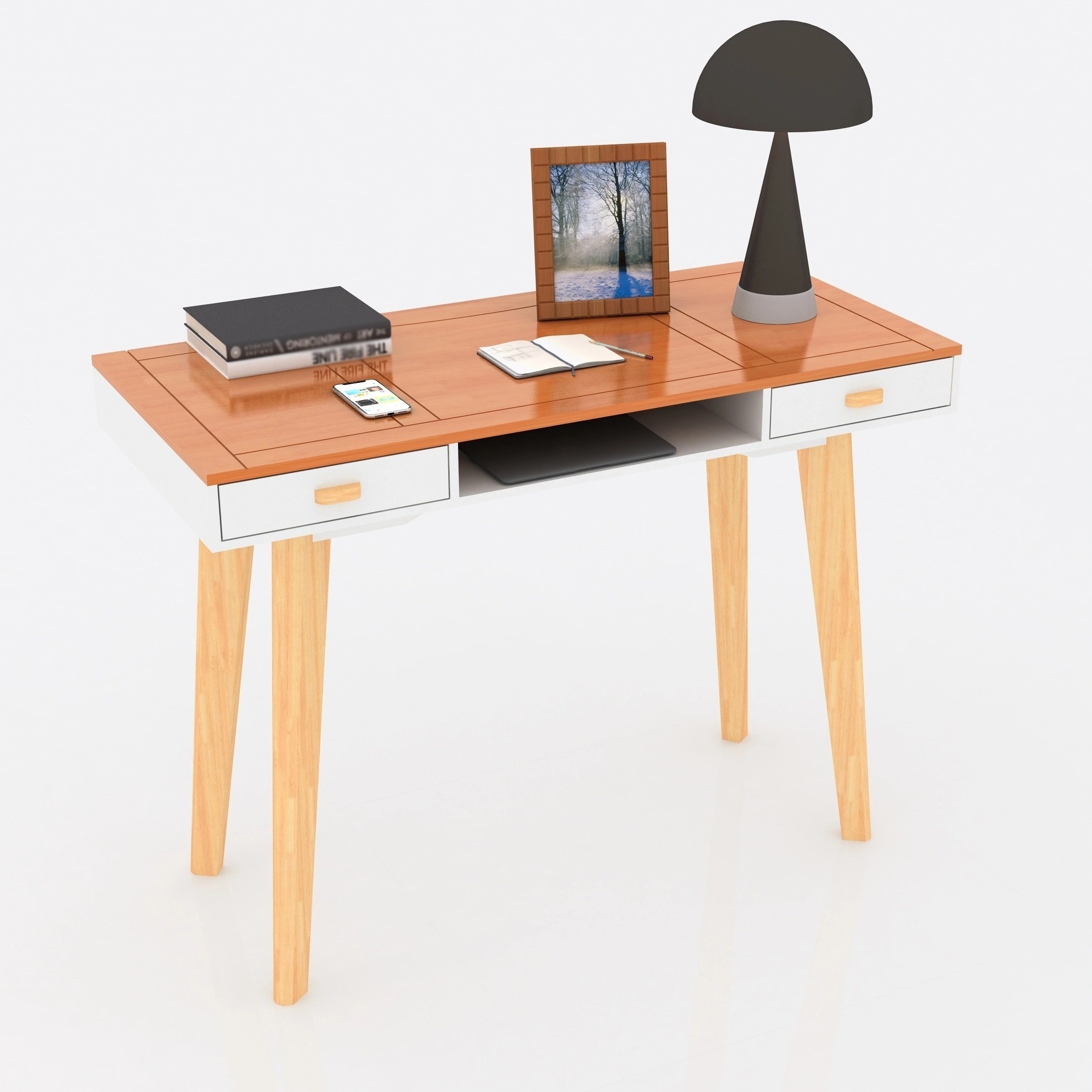 

1pc Desk Wood Painting Home Bedroom Desk Desk Computer Desk Modern Simple Wooden Leg Table