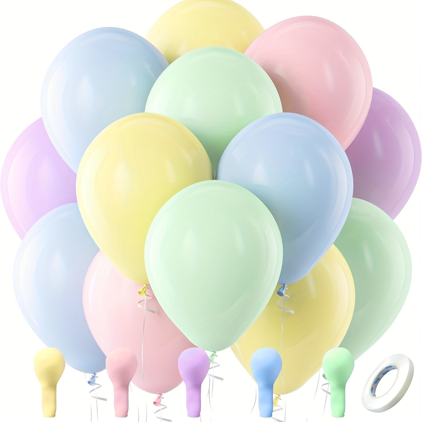 

101-piece Pastel Latex Balloon Set - 10" Round Multicolor Macaron Helium Balloons With Curling Ribbon For Birthday, Baby Shower & Wedding Decorations Birthday Balloons Balloons Decoration Set