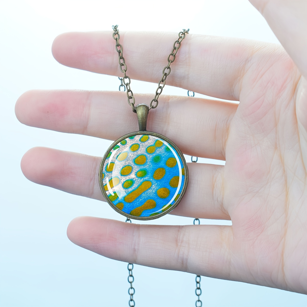 Abstract Polka Dot Pattern Necklace, Vintage Gift for Women