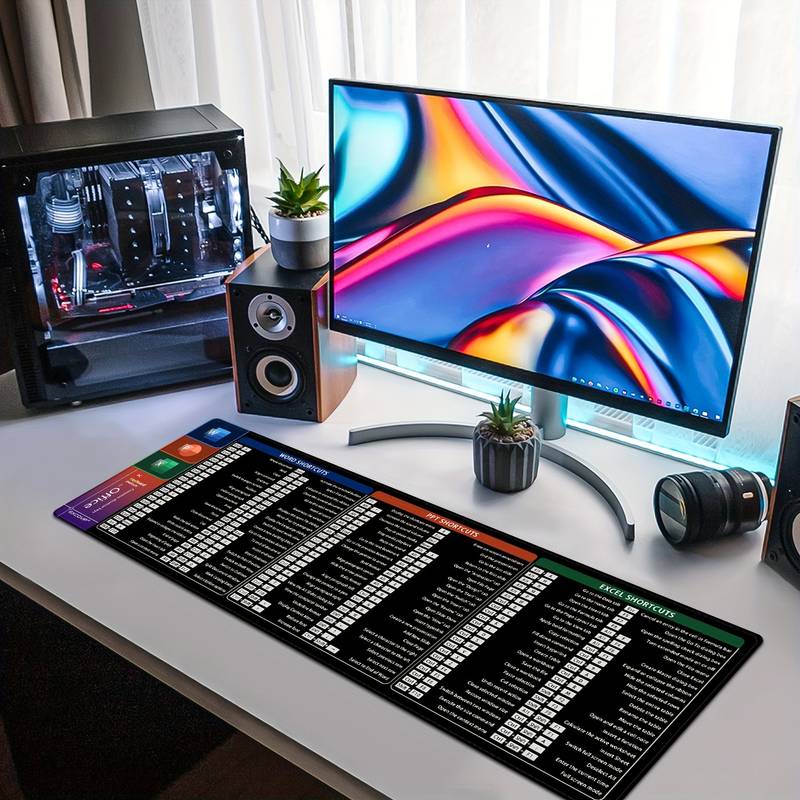 Tapis De Souris Excel Version Allemande - Grand Format 800x300 Mm, Antidérapant, Avec Raccourcis Clavier