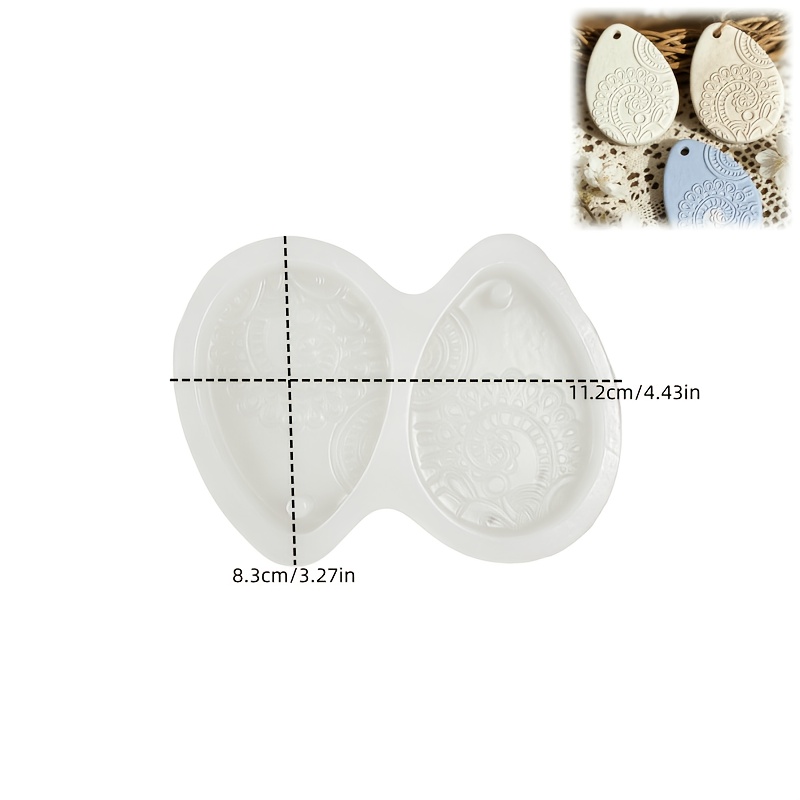 TEMU Moldes de silicona para yeso para fundición de 2 cavidades con diseño vintage de , molde de arcilla para colgante, molde de relieve de planta y