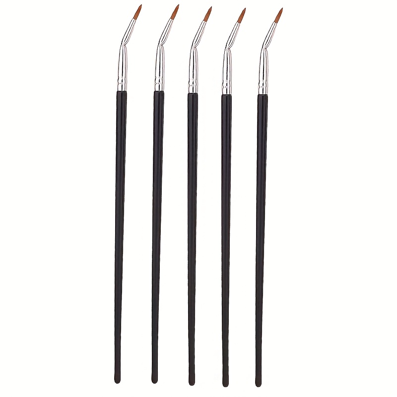 5pcs Slanted Eyeliner Brush, Flat Concealer Brush, Curved Brush For Lower Lid And Detail Makeup