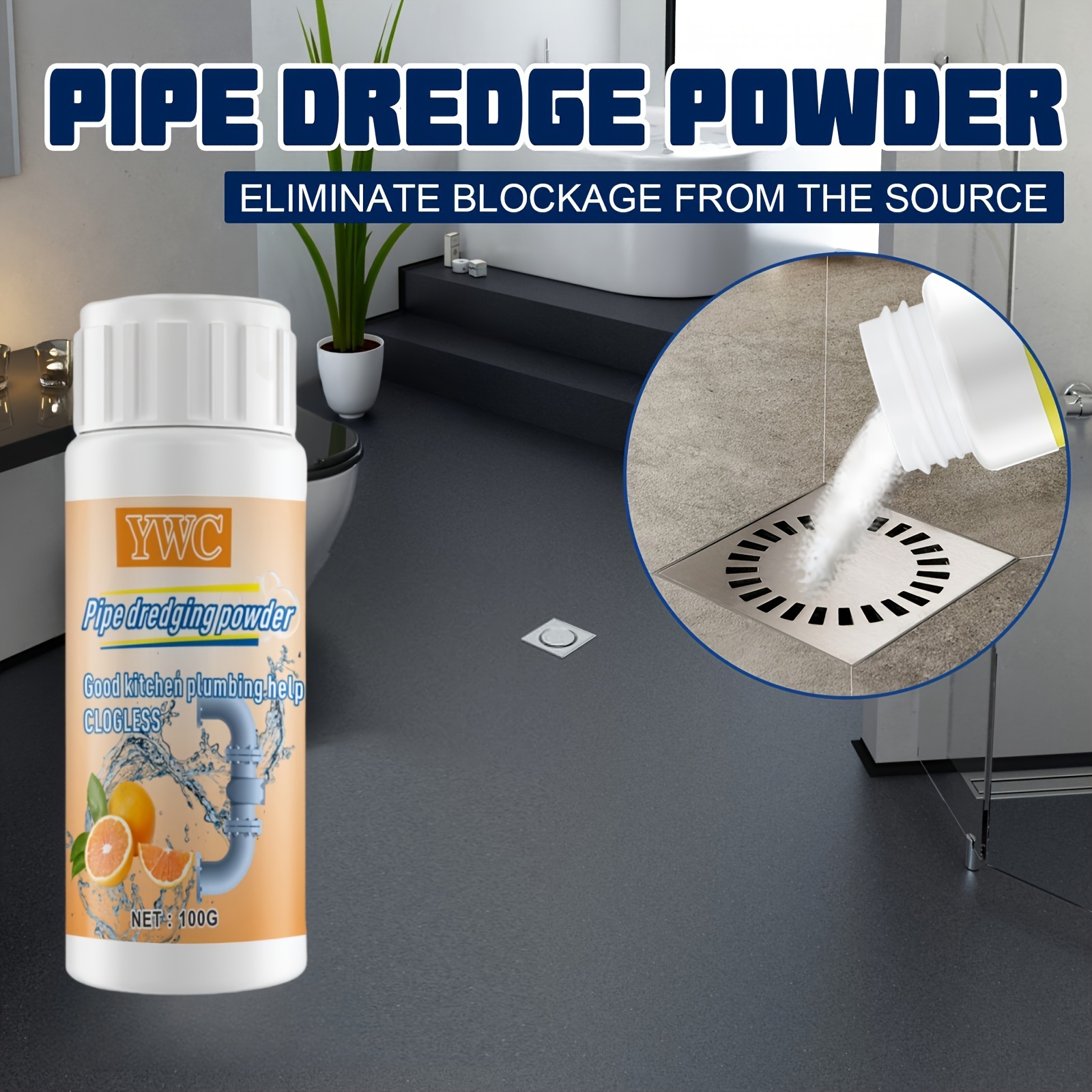 1pc pipe dredging powder to   toilets toilet floor drains kitchen sewers oil blockages and deodorization suitable for dissolving toilets toilet floor drains kitchen sewers oil blockages suitable for rv toilet pipe dredging 100g details 2