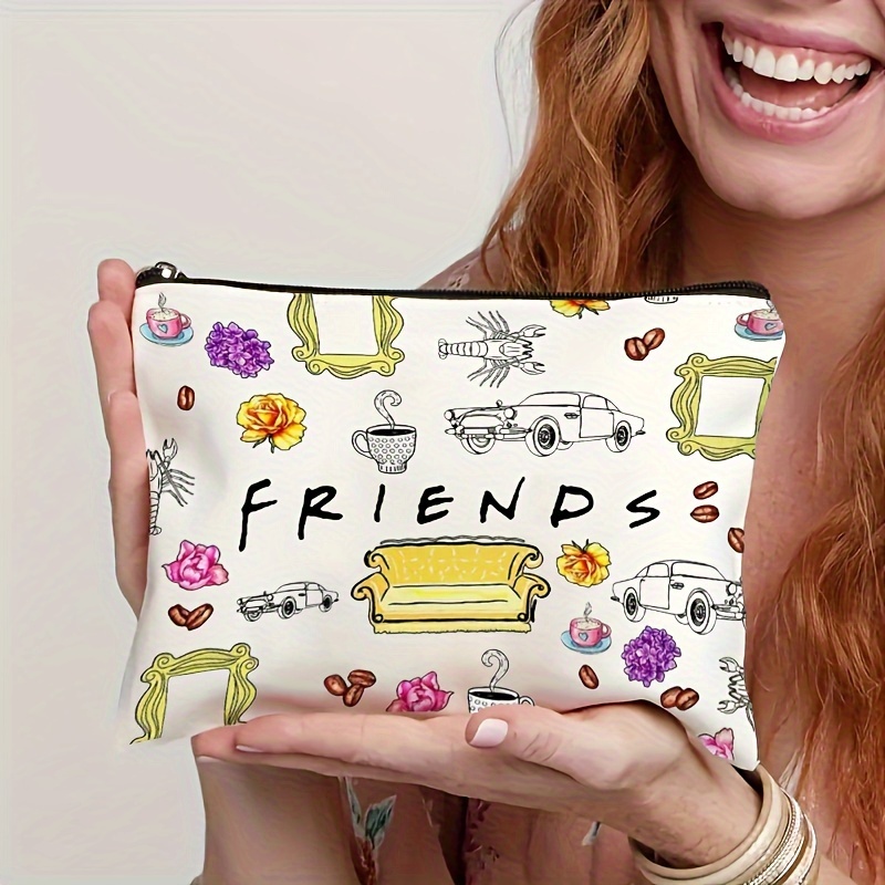 

Simple Canvas Makeup Bag With Zipper Closure, And Portable Cosmetic Bag With Cartoon Pattern, Pencil Case, Travel Bag, Snack Bag, Perfect Gift