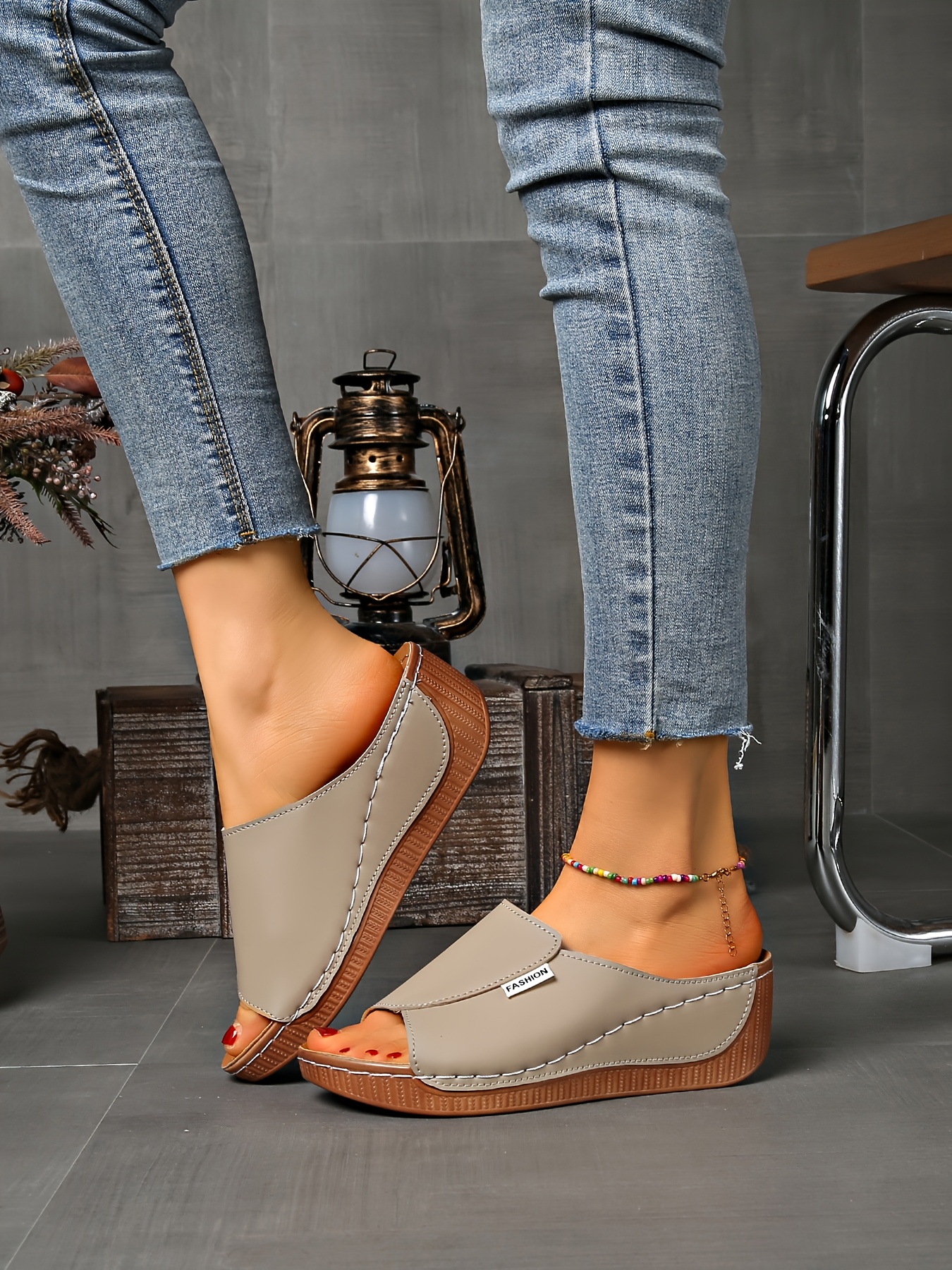   womens light blue slide sandals comfortable arch support breathable open toe design with soft rubber sole casual   heel slip on shoes for casual attire   cover upper Product details 30