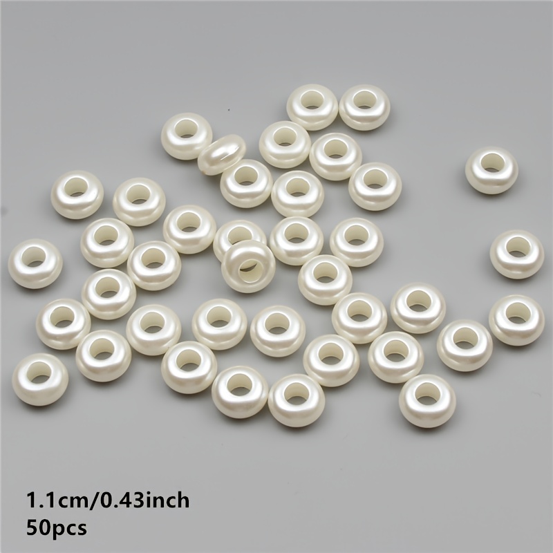 50pcs Set Of 11mm Acrylic Large Hole Beads, Shine Diy Beading Material For Phone Chain Jewelry Making