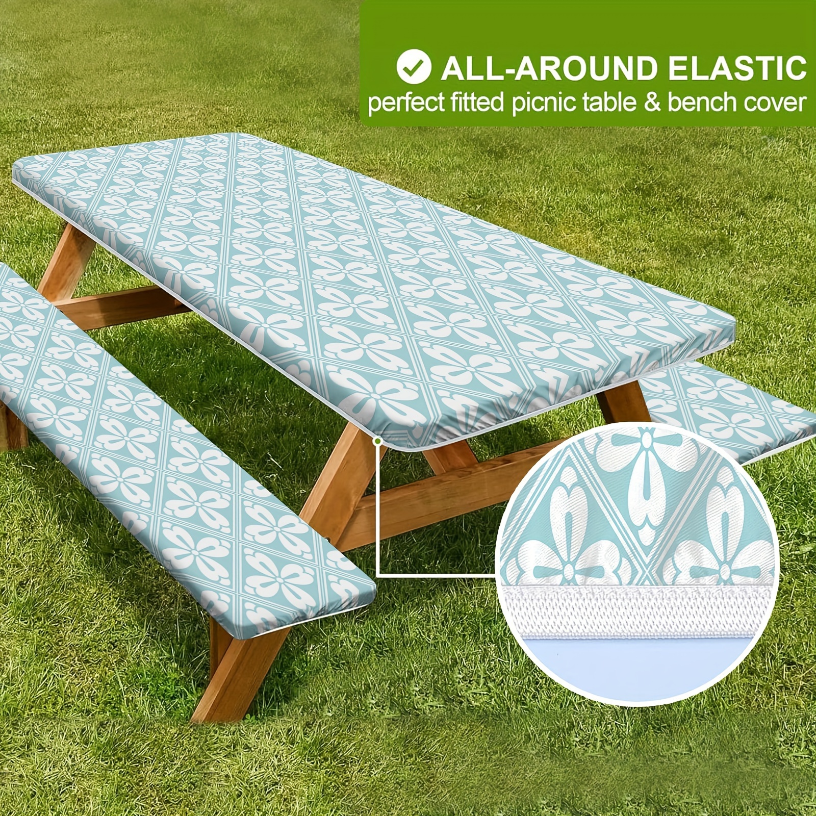 

3-piece Floral Outdoor Furniture Set - Waterproof & Dustproof Table And Chair Covers, Easy Clean Polyester For Picnic & Camping