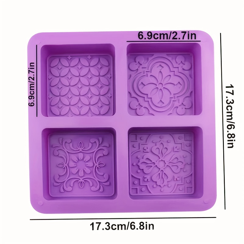 TEMU Purple Silicone Soap Mold - Intricate , Diy Soap Making - Ideal Gift For Crafters And Diy Enthusiasts, Soap Making Mold | Artistic Soap Mold |