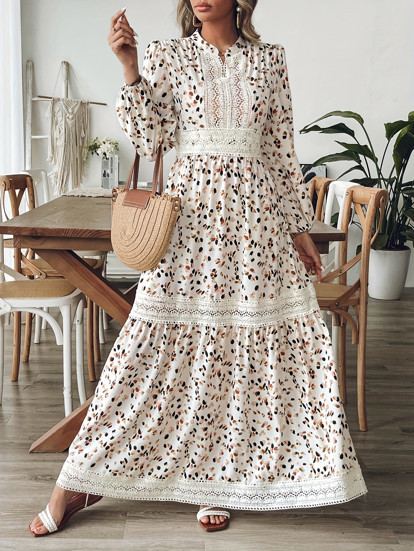 V Neck Amazon White Beach Dresses Boho White Chiffon Dress Amazon