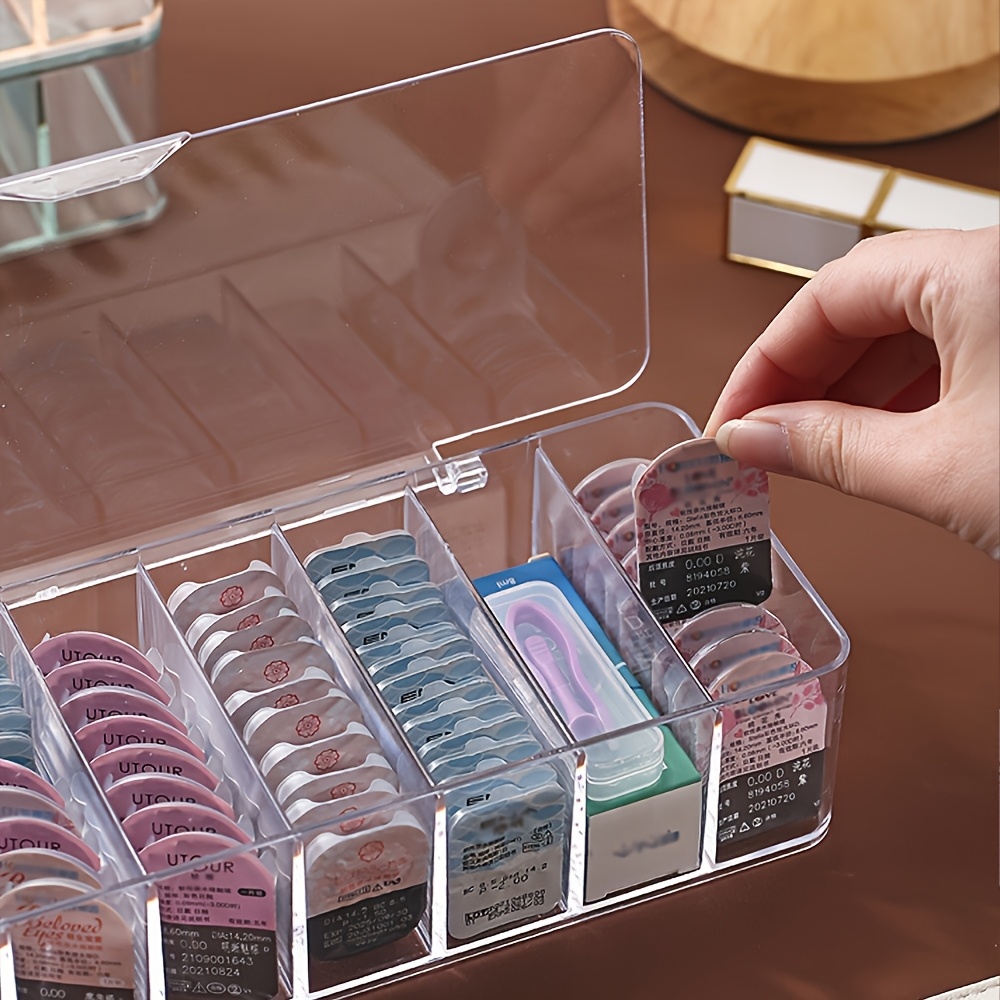 1pc daily   organizer case disposable lens dispenser 8 grid clear plastic storage box multifunctional storage box for lenses data cables cosmetics jewelry hair accessory etc