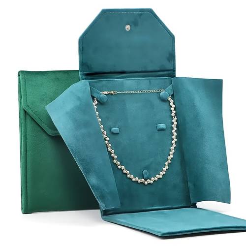 1pc velvet jewelry pouch with pearl closure assorted colors portable necklace organizer clasp closure storage box for pendants and beads suede material