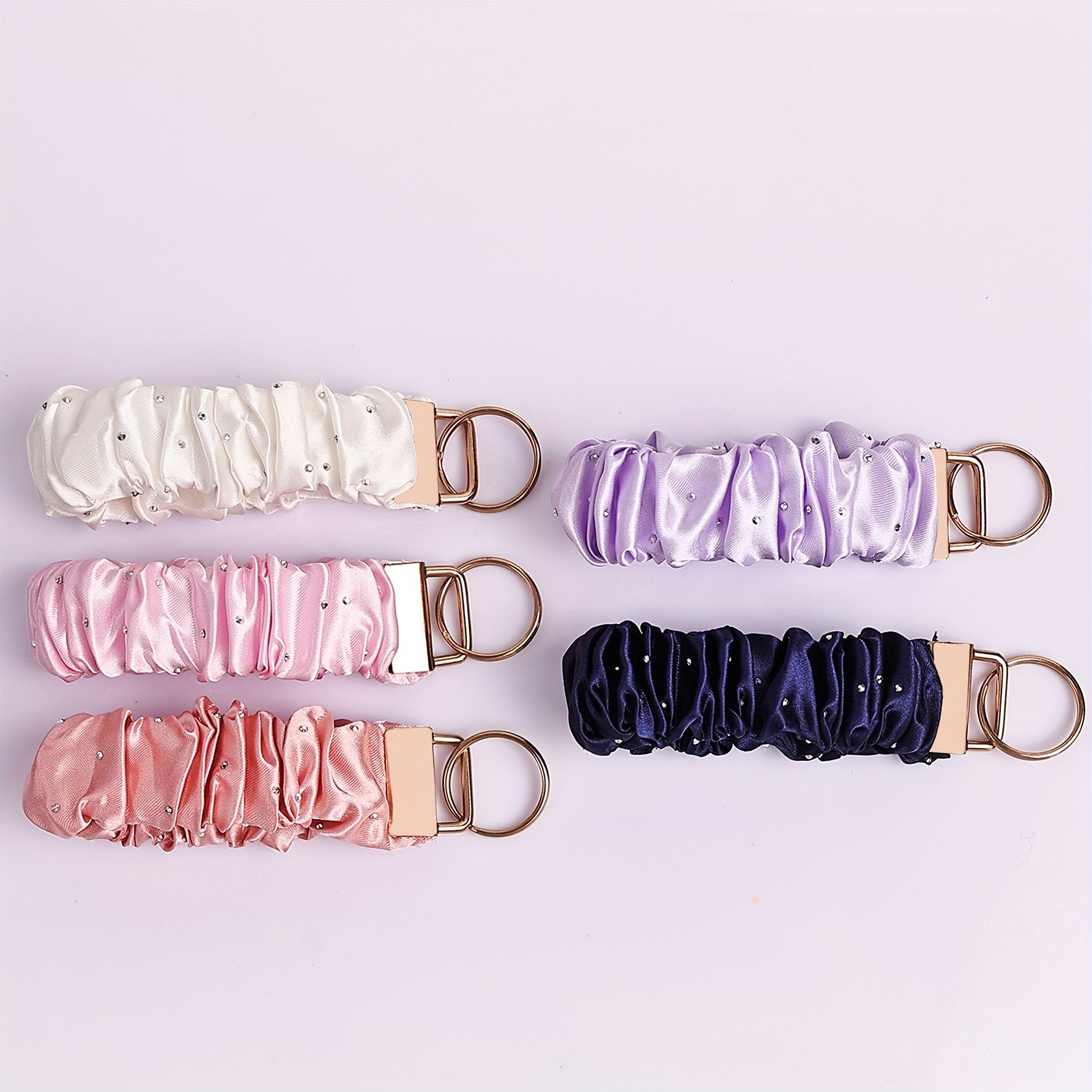 TEMU 5pcs -embellished Satin Elegant Women's Hair With Elastic Wristlet