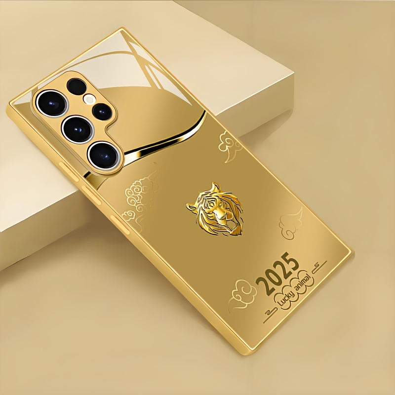 E-shop Handyhülle: Schutzhülle mit goldenem Tigerkopf-Muster, kreativ, , HD, , trendy, Premium, sturzsicher, passend für for Galaxy S20/S20 FE/S20+/S20
