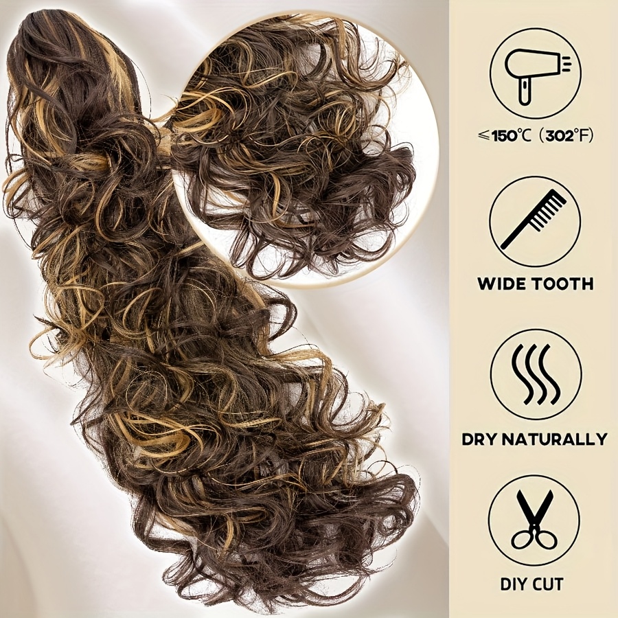 claw on ponytail extensions with drawstring long thick wavy clip in hair extension 24inch 60cm ponytail curly hairpieces jaw ponytail extensions   blonde   drawstring ponytail synthetic soft hairpiece heat resistant hair pieces gift details 5