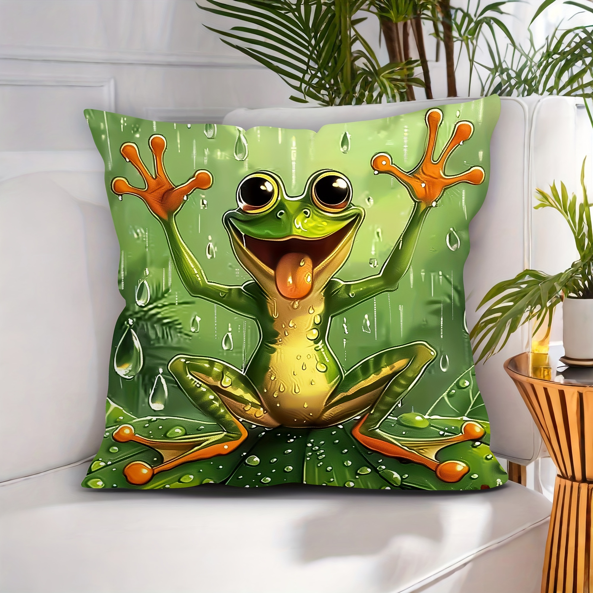 modern abstract frog in   throw pillow cover 18x18 inches soft machine washable polyester with zipper closure for home office party decor frog pillow comfortable fabric suitable for   types of houses details 3