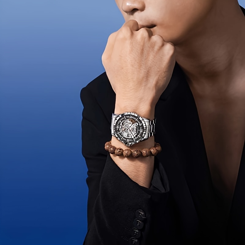 Men's Automatic Mechanical Skeleton Wristwatch, Stylish Design