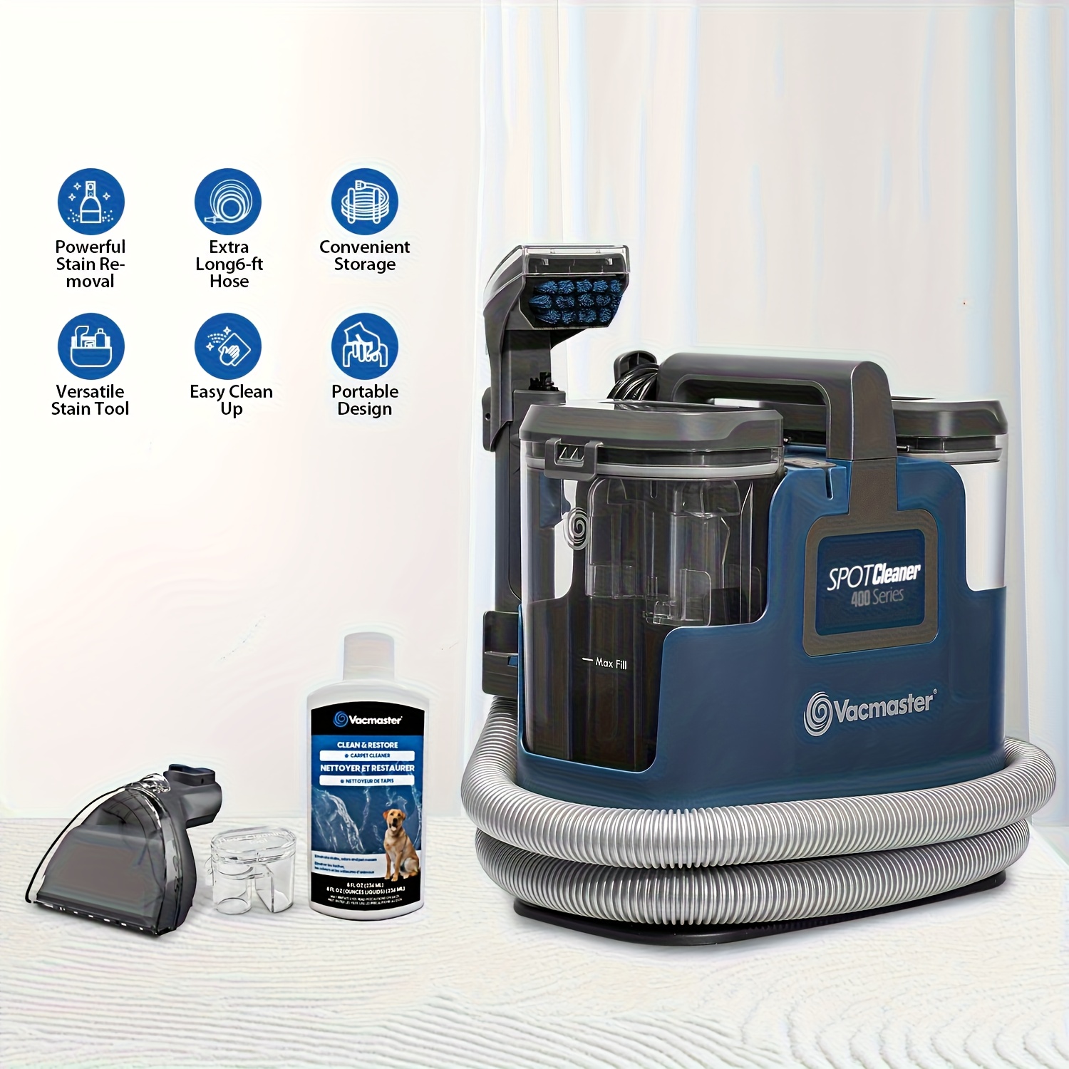 Image of Up Spot Cleaner Light And Compact Carpet Stain Remover. Removes , Stains And From Carpet, Stairs & Upholstery. With Powerful 500w Motor 5+0.8l Capacity | 15kpa