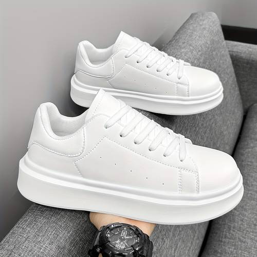 mens classic solid color thick soled small white shoes leisure skateboard shoes korean version of all fashion trends light comfortable wear casual sports shoes