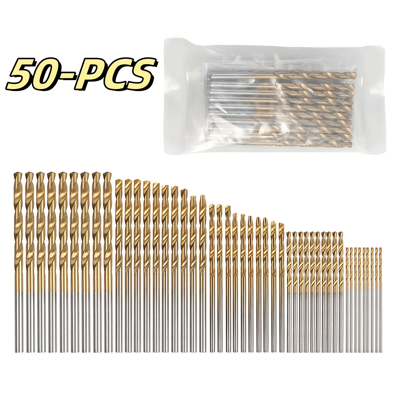 Image of 50pcs Coated Micro Twist Drill Bits, 1/25" To 1/8", Mini Drill Of High-strength Steel Coated Material, For Woodworking, Plastics, Crafts And Other , Mm Diameter