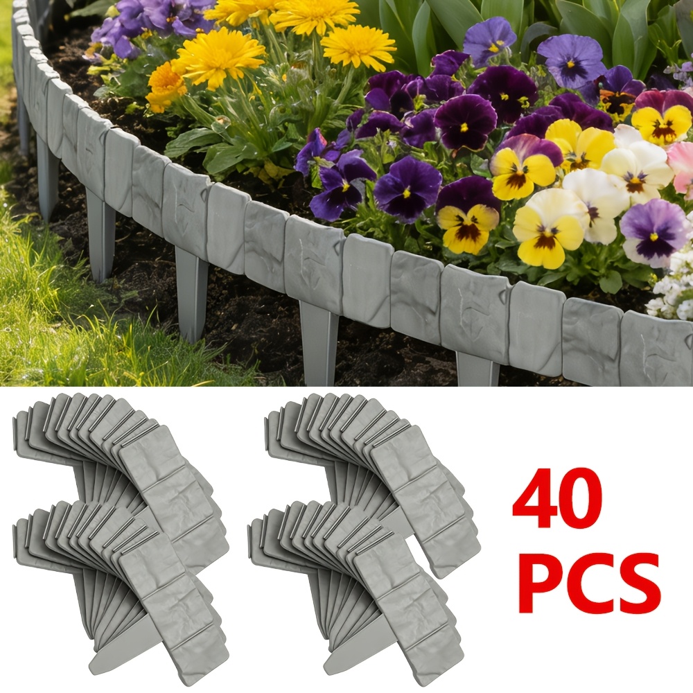 40 20pcs pack 2 5d outdoor garden   look plastic landscape   lawn garden   mounted multi functional for outdoor decor lawn partition vegetable garden yard patio landscaping