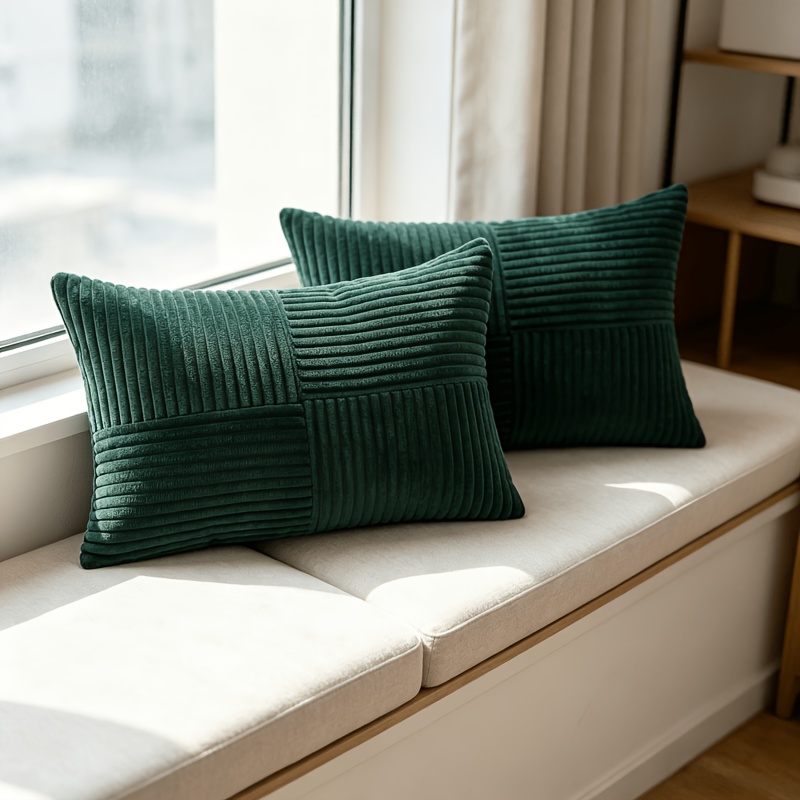 TEMU 2pcs Solid Color Corduroy Pillowcase, Cross  invisible Zipper - Preferred For Light Luxury And Enthusiasts - Machine Washable - Gift -