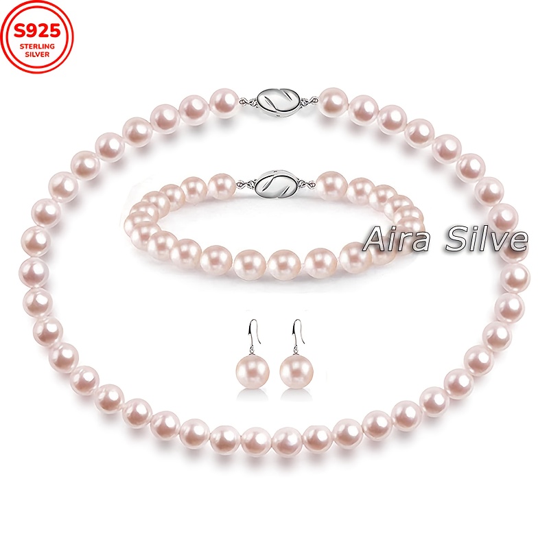 TEMU 925 Sterling Silvery Necklace Set For Women, 3pcs Set,, High-quality Necklace, Perfect Gift For Wife, Girlfriend, Mother's Day, Valentine's Day