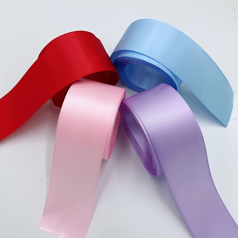 TEMU 4 piezas/Paquete (12 yardas) Rollo de cinta de satén de una cara adecuada para decoraciones de boda, envoltura de regalos, manualidades de -