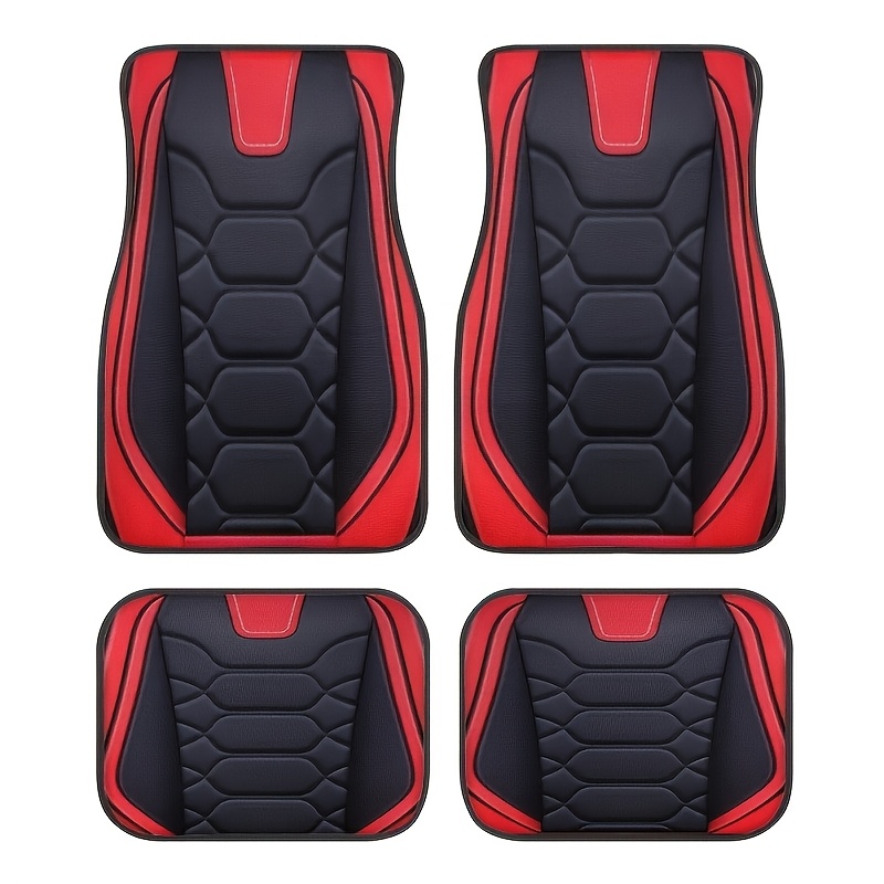 

4pcs Universal Fit Polyester Fiber Car Floor Mats Set, Printed, Non-3d Stereoscopic, Absorbent, Non-slip, Washable, With Universal Driving Position, For