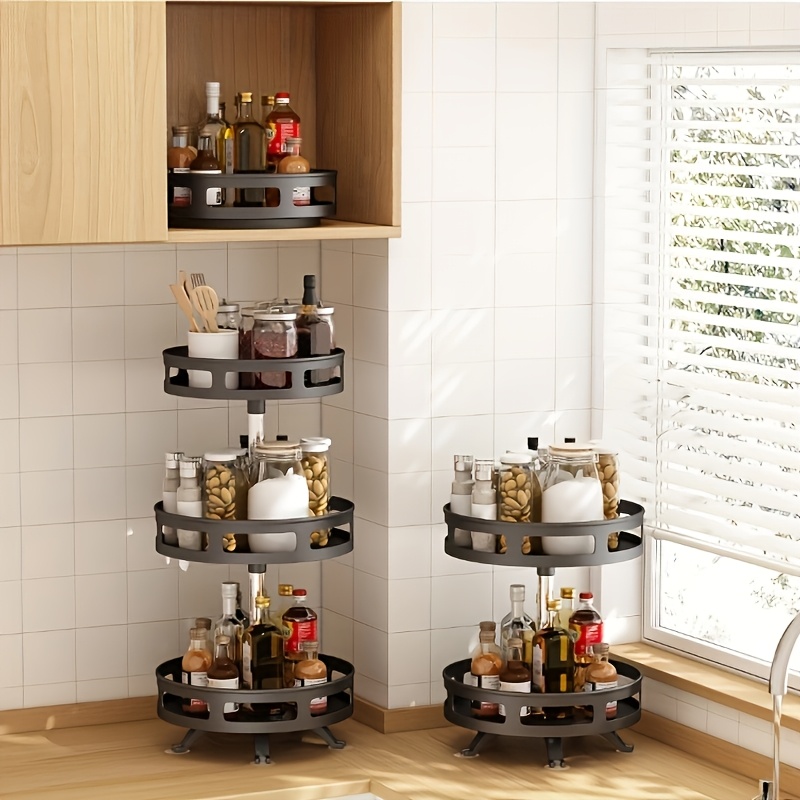 multipurpose rotating organizer space saving non slip countertop storage for tableware makeup spice organizer kitchen storage Product details 0
