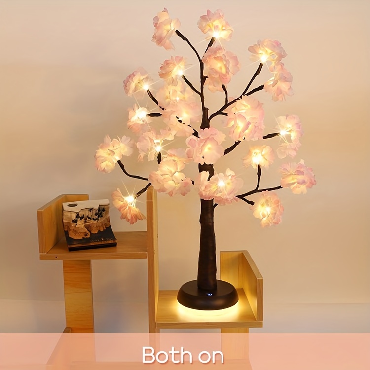 1pc Cherry Blossom Tree Ambient Lights Table Lights - USB Rechargeable Night Lights Desktop Decorative Lights for Indoor Bedroom, Wedding Party_voghion.com