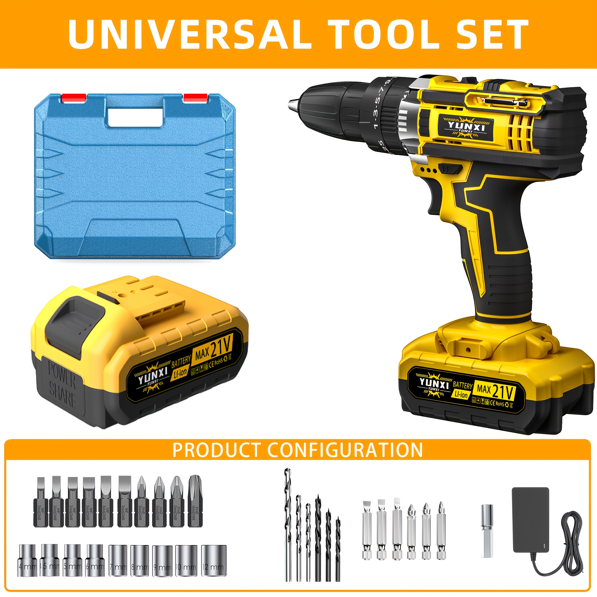 Draadloze elektrische lithiumboor met hoog vermogen voor huisdecoratie, eenvoudig te gebruiken